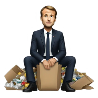 Emmanuel-macron-sit-on-garbage sticker