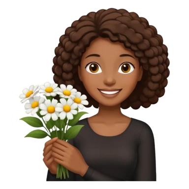 black woman holding white flowers in their hands sticker