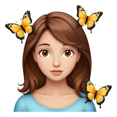 Love face with butterflies and brown hair  sticker
