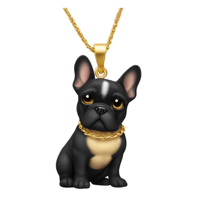 Black French bulldog gold chain sticker