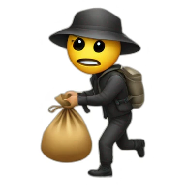 robber with a money sack behind their back making their escape sticker