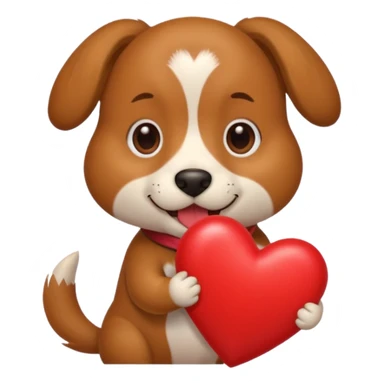 A dog holding a large heart in its mouth (modeled after the dog image attached) sticker