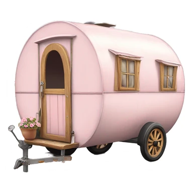 Realistic light pink vintage round gypsy caravan wagon camper sticker