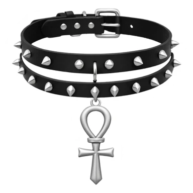 Black Leather choker with silver ankh and spikes sticker