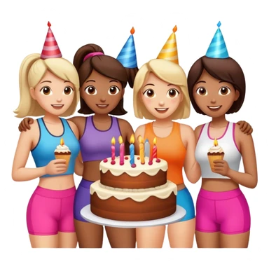 Exercise ladies celebrating birthday sticker