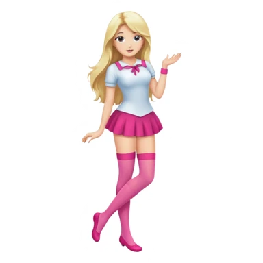 Blonde woman with long hair wearing pink stockings, posing sticker