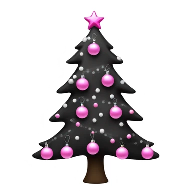 Black Christmas tree with pink and white ornaments  sticker