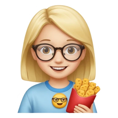 snack holding girl kid with glasses sticker