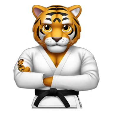 Tiger with evil face  jiu-jitsu black belt with his arms crossed sticker