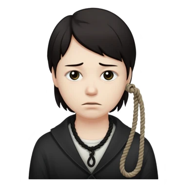 😔 with noose around neck sticker