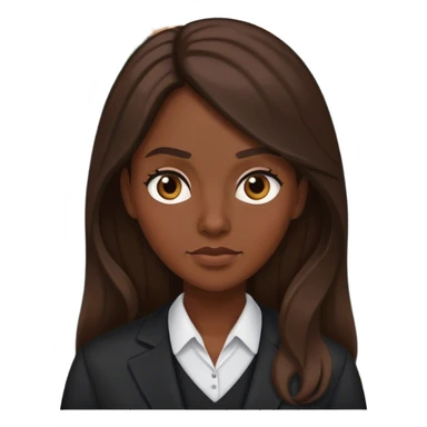 Strict female teacher wearing black with Long Brown hair sticker