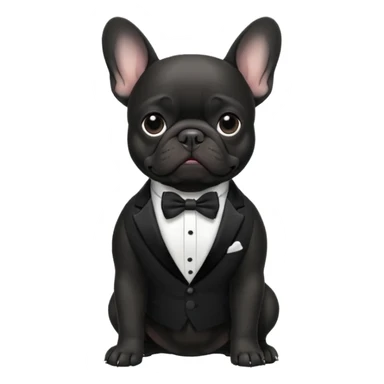 Black french bulldog wearing a tuxedo sticker