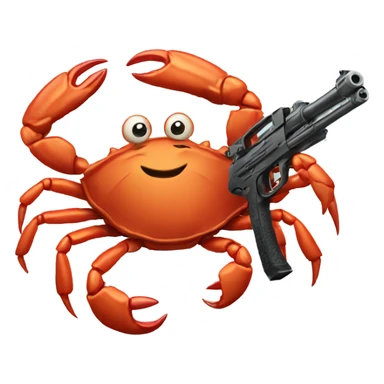 Crab holding gun sticker