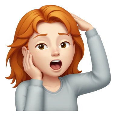 Ginger girl trying to wake up in early morning sticker
