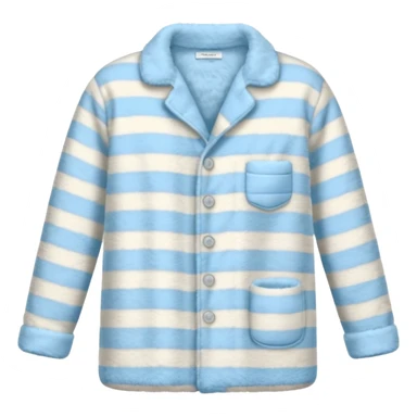 emoji of an isolated fluffy fleece pajama top with soft pastel stripes, plush fuzzy texture, light grey and pastel blue tones, button-down long sleeves, neatly folded flat-lay, no person, no body, no mannequin, cozy warm winter mood, soft shading sticker