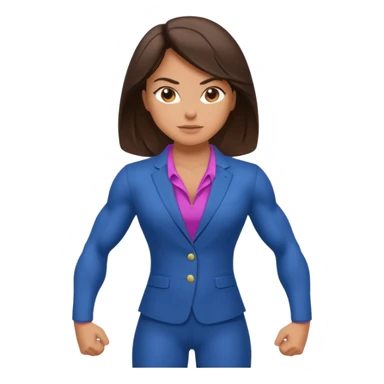 Brunette girl showing muscles in a pantsuit sticker