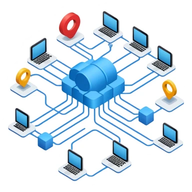 create an isometric analogous to showcase ease of workflows and integrations with AI, so like show lots of lines to exemplify workflows sticker