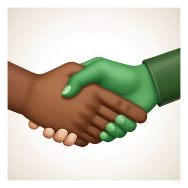 Brown hand and green hand handshake sticker