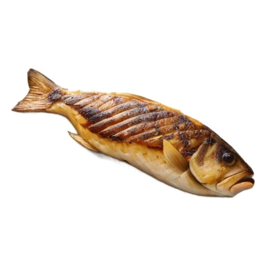 grilled fish fillets with brown butter sauce on white plate sticker