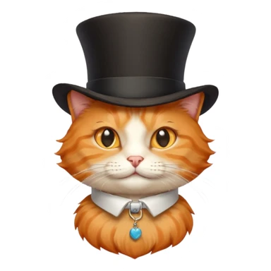 Orange cat wearing a top hat and collar that says snickerdoodle  sticker