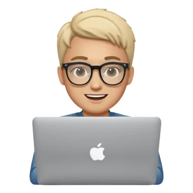 happy Graphic designer whit a MacBook sticker