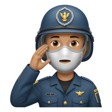 Soldier saluting with helmet + mouth mask sticker