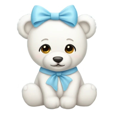 White teddy bear with a light blue bow  sticker