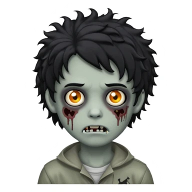 boy zombie with curly black hair emo grey skin make the emoji look like this one 🧟 sticker