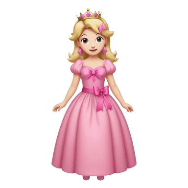Princess peach full body with a pink ribbon tied to her hair sticker