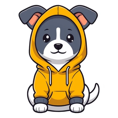Dog wearing a hoodie sticker