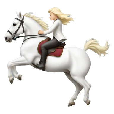 Blonde rider Jumping white horse sticker