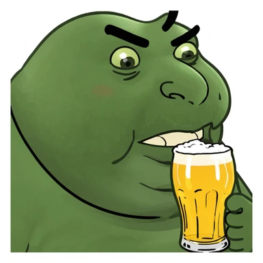 Drunk fat person chugging a beer sticker