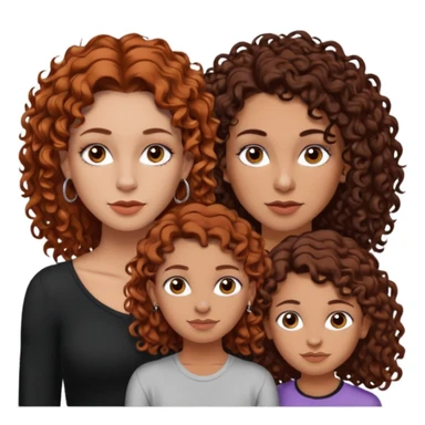 Create a family. A young hot mom. She is an alt girly with dark curly hair, an eyebrow piercing, and a nose ring. Her two teenage kids are gay girlies. One has shoulder length auburn hair and has an eyebrow ring. The other has short bleached curly hair, bleached eyebrows and a lip ring  sticker