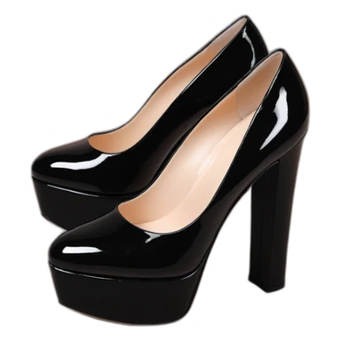 One Black Patent Leather Daffodile Platform Heels sticker