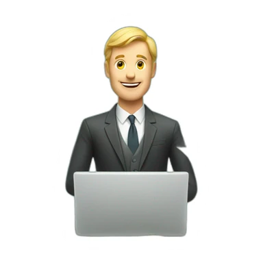 Rich white man with laptop and dollars flying around sticker