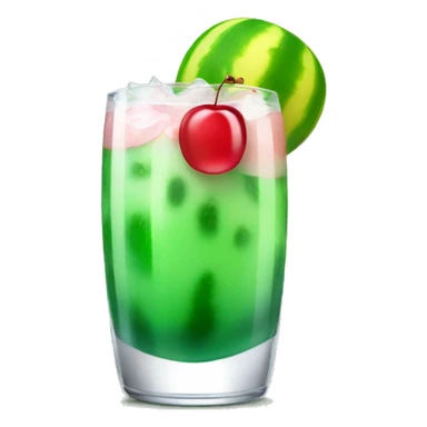 Melon soda in a glass and cherry sticker
