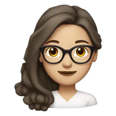 Brunette woman with white skin and glasses, 2C long hair. She has a flower in her hair  sticker