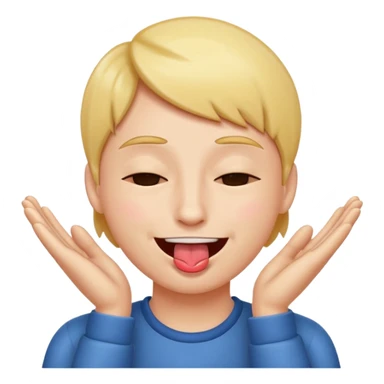 sticking out tongue smiling with shut eyes and hands on the side of the head sticker