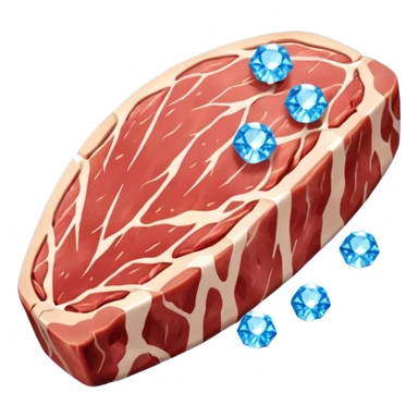 Meat with diamond textur and blue color sticker