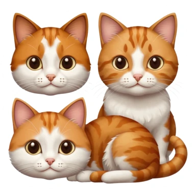 3 small cats each are different colours including a brown tabby and white, a patchy calico, and a ginger and white sticker