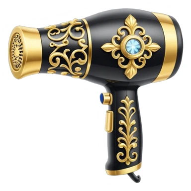 black blow dryer covered in jewelry sticker