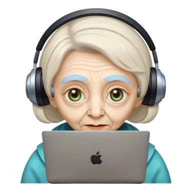 old lady alien with only gaming laptop. sticker