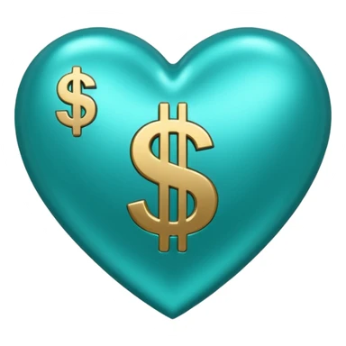 Teal heart with dollar signs sticker