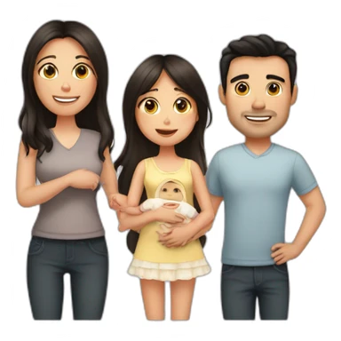 2 parents and a baby girl, the dad has black hair, Mum has long Brown hair and is prégnant sticker