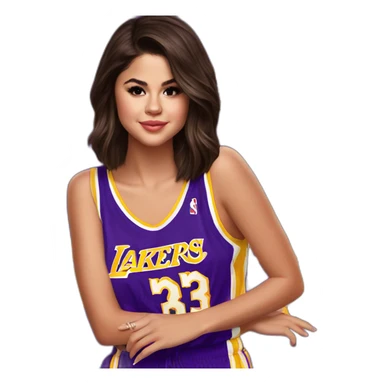 selena gomez with lakers jersey sticker