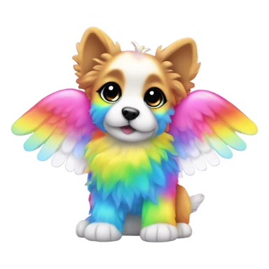 Lisa frank rainbow fluffy puppy with angel wings sticker