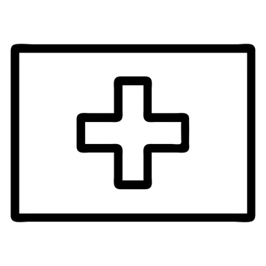 maroon rectangle with a white cross in the middle, minimalist style sticker