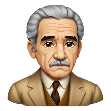 Cinematic Realistic Gabriel García Márquez Portrait Emoji, depicted as a visionary writer with a contemplative gaze in period attire, rendered with rich textures and warm literary lighting that captures his magical realism legacy. sticker
