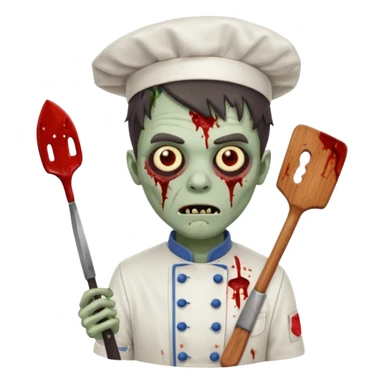 black zombi man chef sticker