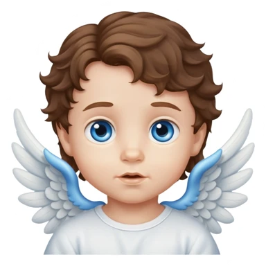Baby boy angel with brown wavy hair blue eyes sticker